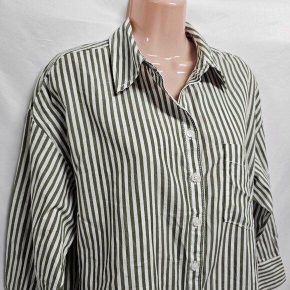 The Bennet Button Down Shirt by Maeve Women Size SP Green - Picture 4 of 14